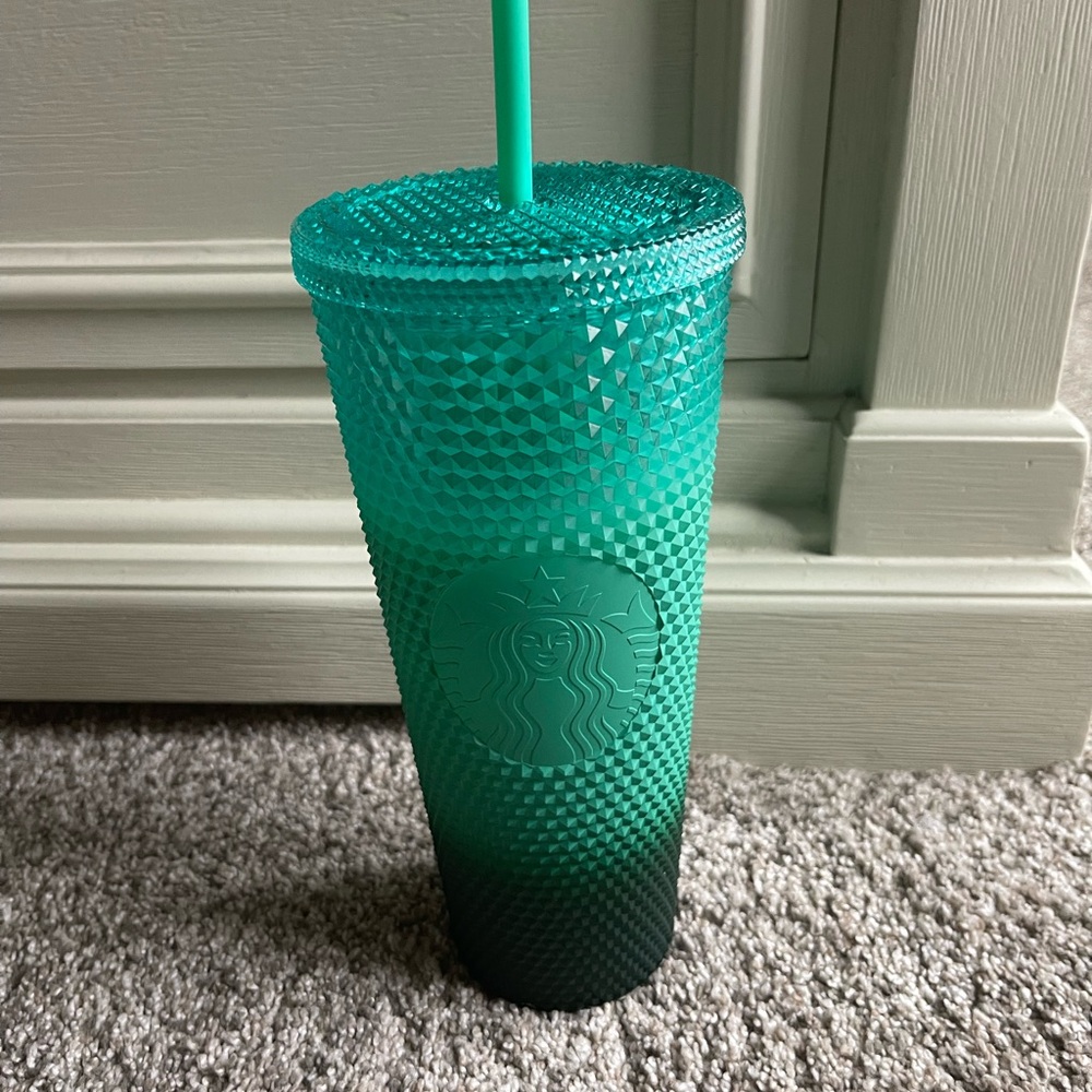 Starbucks 2022 green waxberry ombré gradient studded 24oz Tumbler with Straw